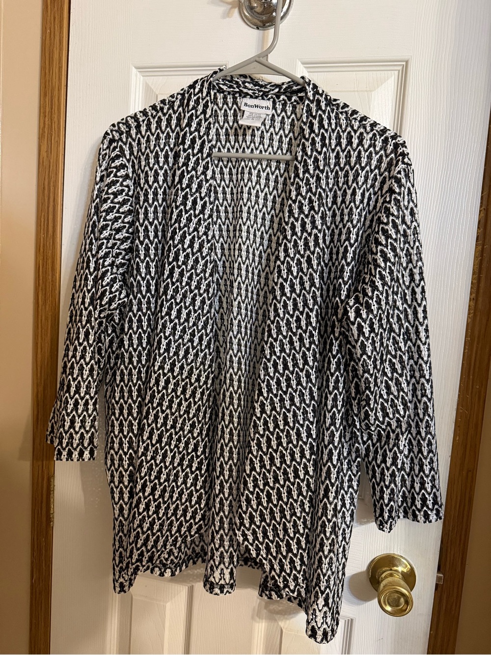 Black & White Knit Open Cardigan